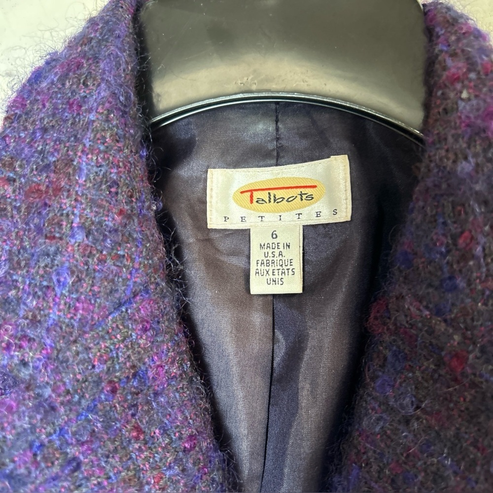 VTG Women's Talbots Wool Mohair Skirt Suit Set Purple Size 6 Petite Made in USA - Picture 3 of 16
